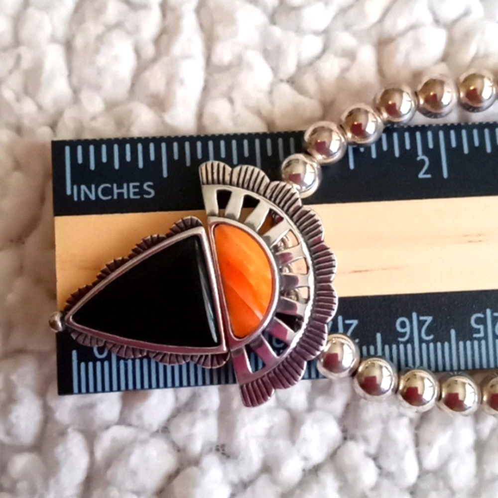 CAROLYN POLLOCK BLACK ONYX AND SPINNEY ORYSTER STERLING SILVER NECKLACE π€ - Picture 6 of 9
